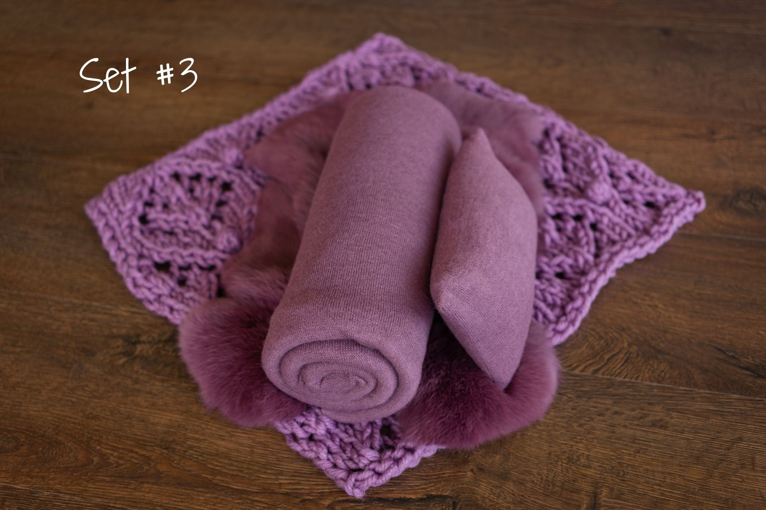 Newborn Plum Photography Props Set, Newborn Knitted Blanket, Newborn Posing Fabric, Newborn Fabric Backdrop Prop, Newborn Posing Pillow Prop
