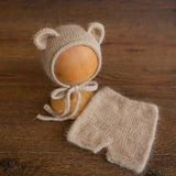 Newborn Knit Teddy Bear Outfit with Toy, Newborn Knitted Outfit, Newborn Bear Hat, Newborn Photography Props Set, Newborn Teddy Bear Outfit