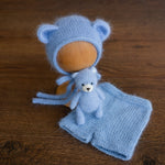 Newborn Knit Teddy Bear Outfit with Toy, Newborn Knitted Outfit, Newborn Bear Hat, Newborn Photography Props Set, Newborn Teddy Bear Outfit