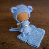 Newborn Knit Teddy Bear Outfit with Toy, Newborn Knitted Outfit, Newborn Bear Hat, Newborn Photography Props Set, Newborn Teddy Bear Outfit