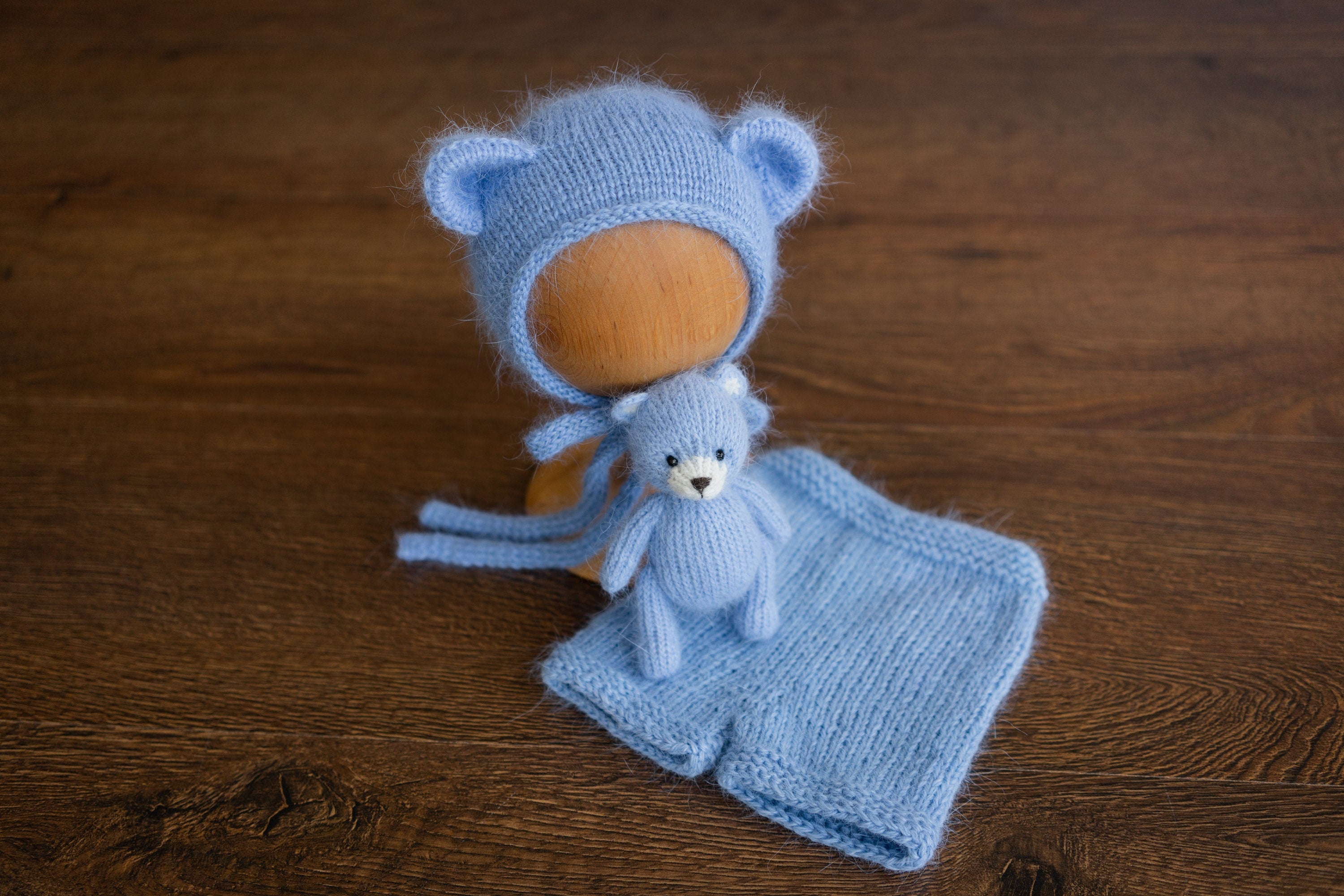 Newborn Knit Teddy Bear Outfit with Toy, Newborn Knitted Outfit, Newborn Bear Hat, Newborn Photography Props Set, Newborn Teddy Bear Outfit