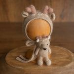 Newborn Deer Hat with Toy, Newborn Christmas Deer Outfit, Newborn Crochet Deer Hat, Newborn Photography Props, Newborn Knitted Outfit Xmas