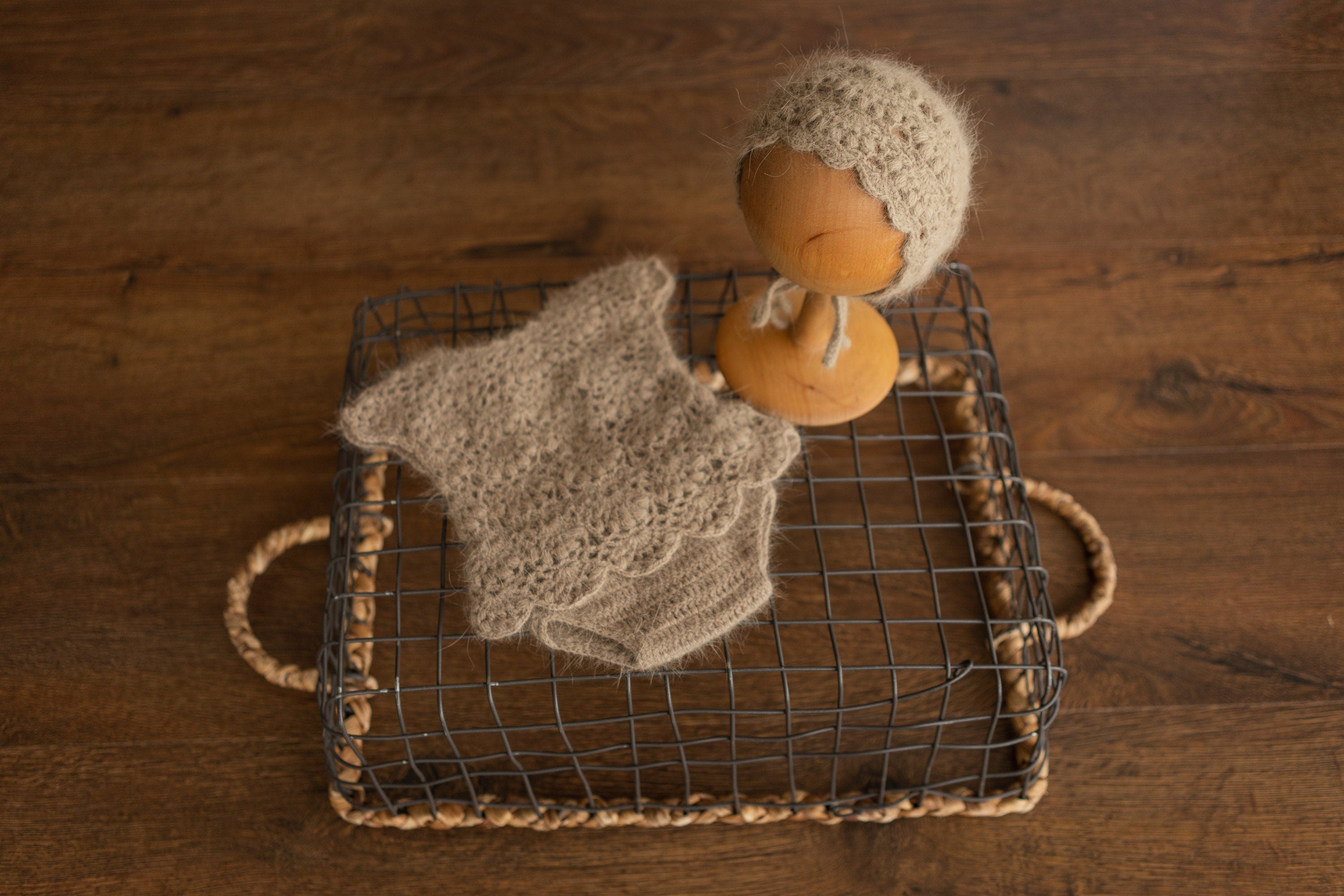 Newborn Knitted Girl Romper, Newborn Girl Bonnet, Newborn Romper Girl, Newborn Girl Outfit,Newborn Photography Props,Newborn Photo Props Set