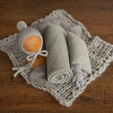 Gray Newborn Photography Props, Newborn Knitted Bonnet and Wool Blanket, Newborn Posing Pillow, Newborn Fabric Backdrop for Beanbag Pillow