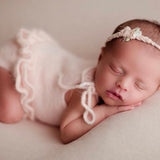 Newborn Girl Knitted Romper and Headband,Newborn Romper Girl,Newborn Girl Outfit,Newborn Photography Props,Newborn Knitted Outfit Baby Girl