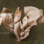 Maternity Silk Fabric with Silk Flower Rose, Silk Maternity Gown, Maternity Photography prop, Maternity Tossing Fabric, Pregnancy Photo Prop