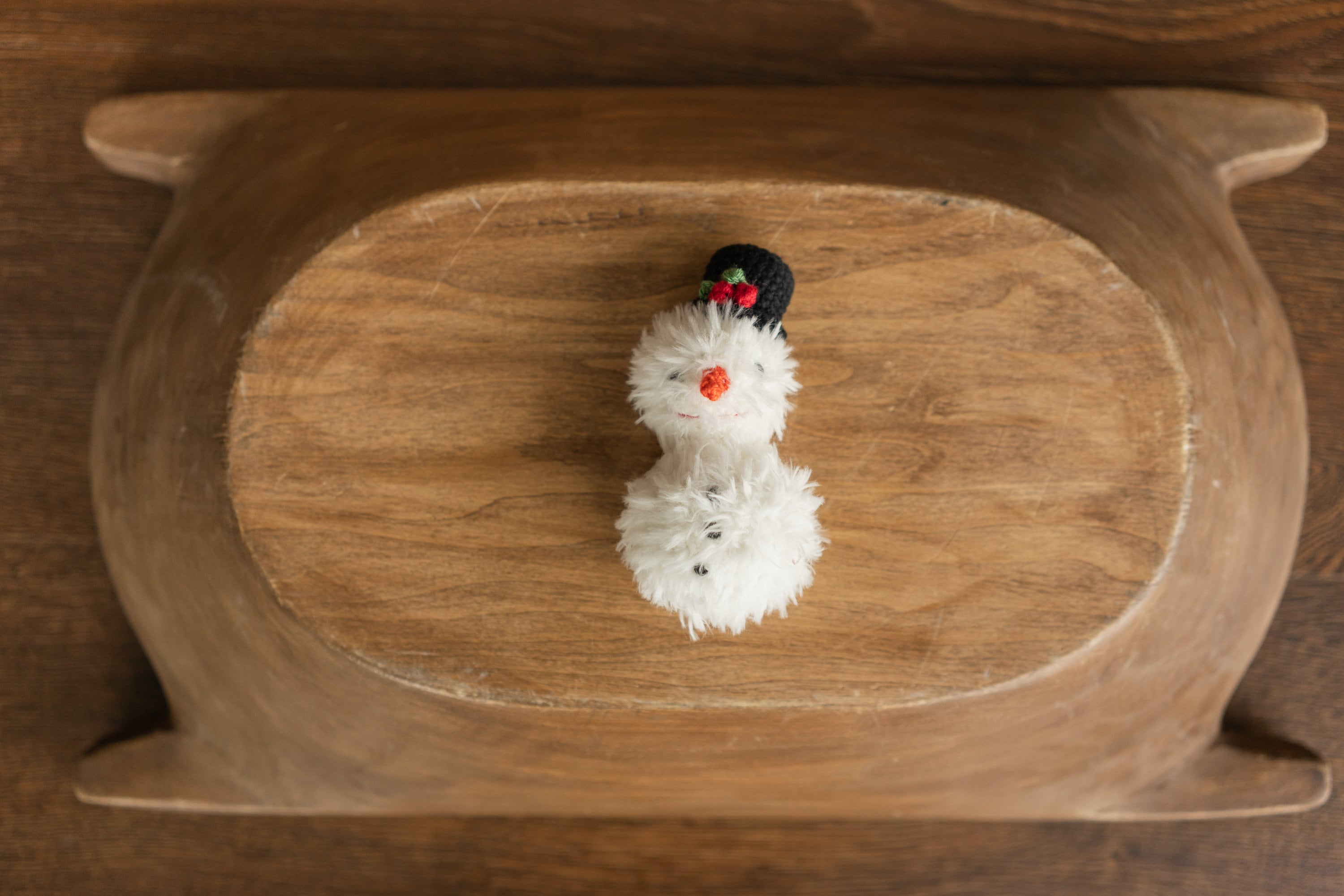 Fluffy Knitted Snowman Outfit with Toy: Newborn Christmas Photography Prop