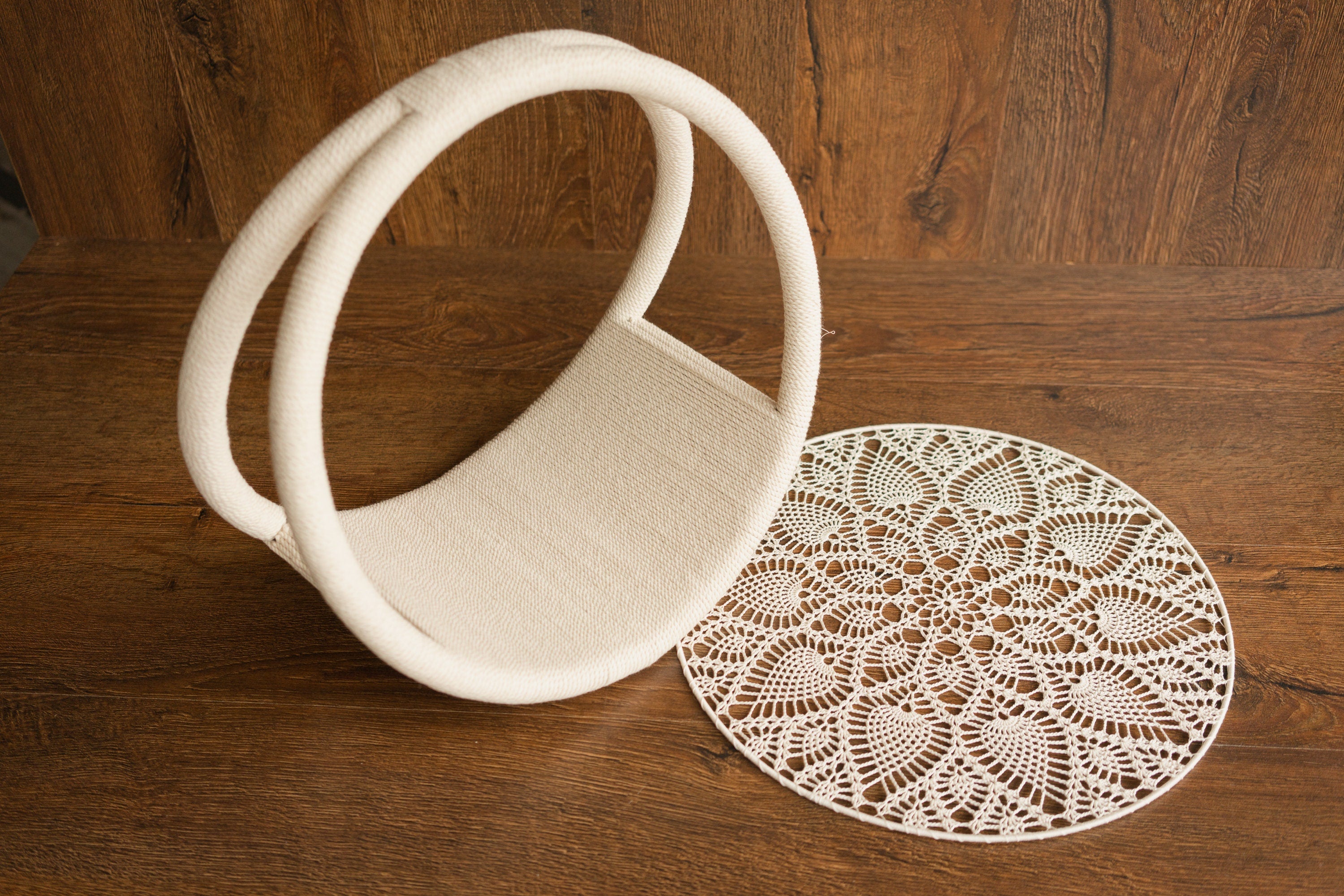 Newborn Dream Catcher Photography Props, Newborn Photography Prop Boho, Newborn Basket Prop, Baby Ring Basket Photo Prop, Macrame Photo Prop