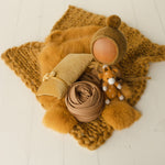 Mustard Newborn Photography Props, Newborn Knitted Bonnet and Wool Blanket, Newborn Posing Pillow, Newborn Fabric Wrap, Newborn Knit Blanket