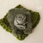 Green Newborn Photography Props, Newborn Merino Wool Blanket, Newborn Posing Fabric, Newborn Posing Pillow, Newborn Sleep Hat, Newborn Wrap