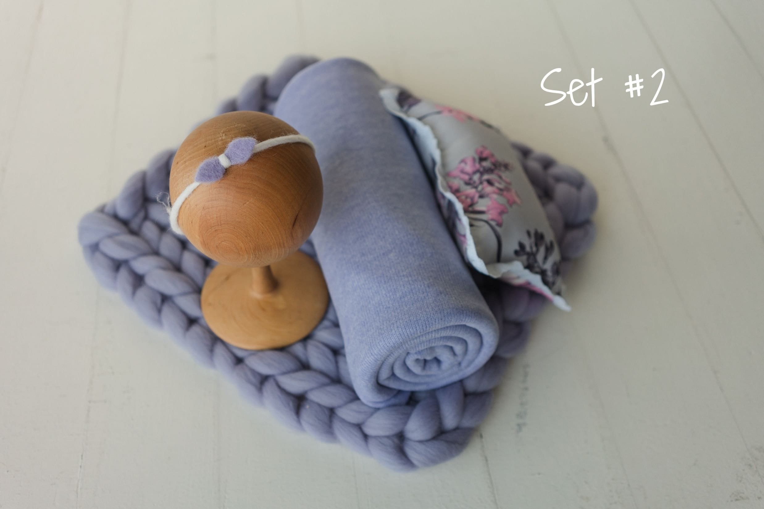 Lavender Newborn Photography Props Set, Newborn Merino Wool Blanket, Newborn Posing Pillow, Newborn Posing Fabric Backdrop for Beanbag Prop