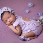 Newborn Knitted Girl Romper, Newborn Girl Bonnet, Newborn Romper Girl, Newborn Girl Outfit,Newborn Photography Props,Newborn Photo Props Set