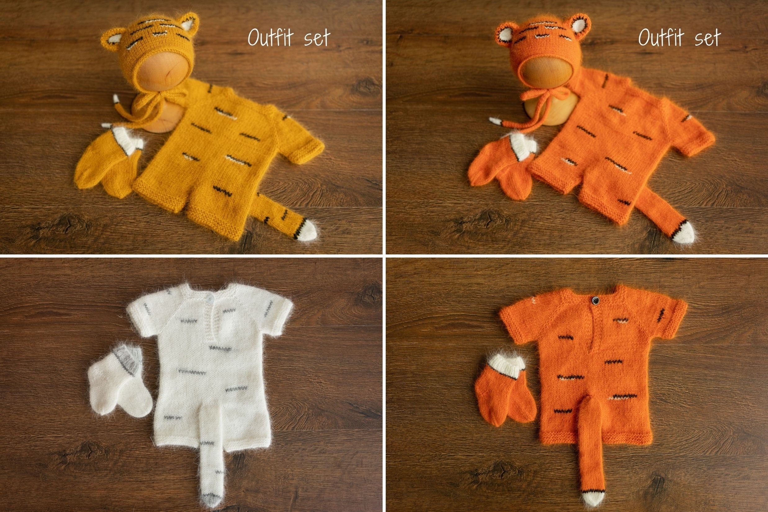 Tiger Newborn Knitted Outfit,Newborn Tiger Outfit,Newborn Photography props,Baby Tiger Costume,Newborn Felted Tiger Toy,Tiger Bonnet and Toy