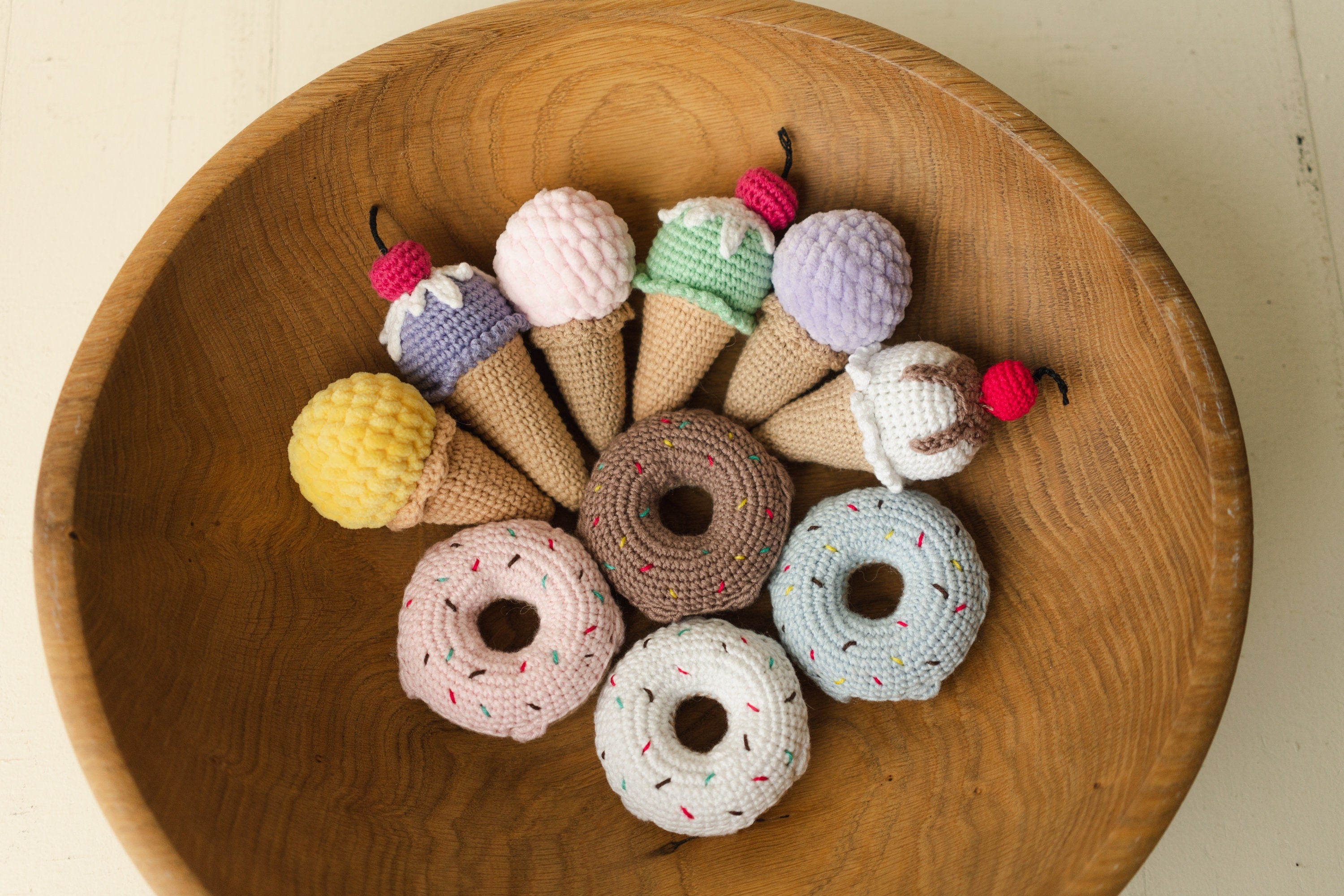 Newborn Doughnut Photo Prop, Newborn Photography Ice-cream Toy, Newborn photography props,Newborn Accessories Photo Prop,Newborn Knitted Toy