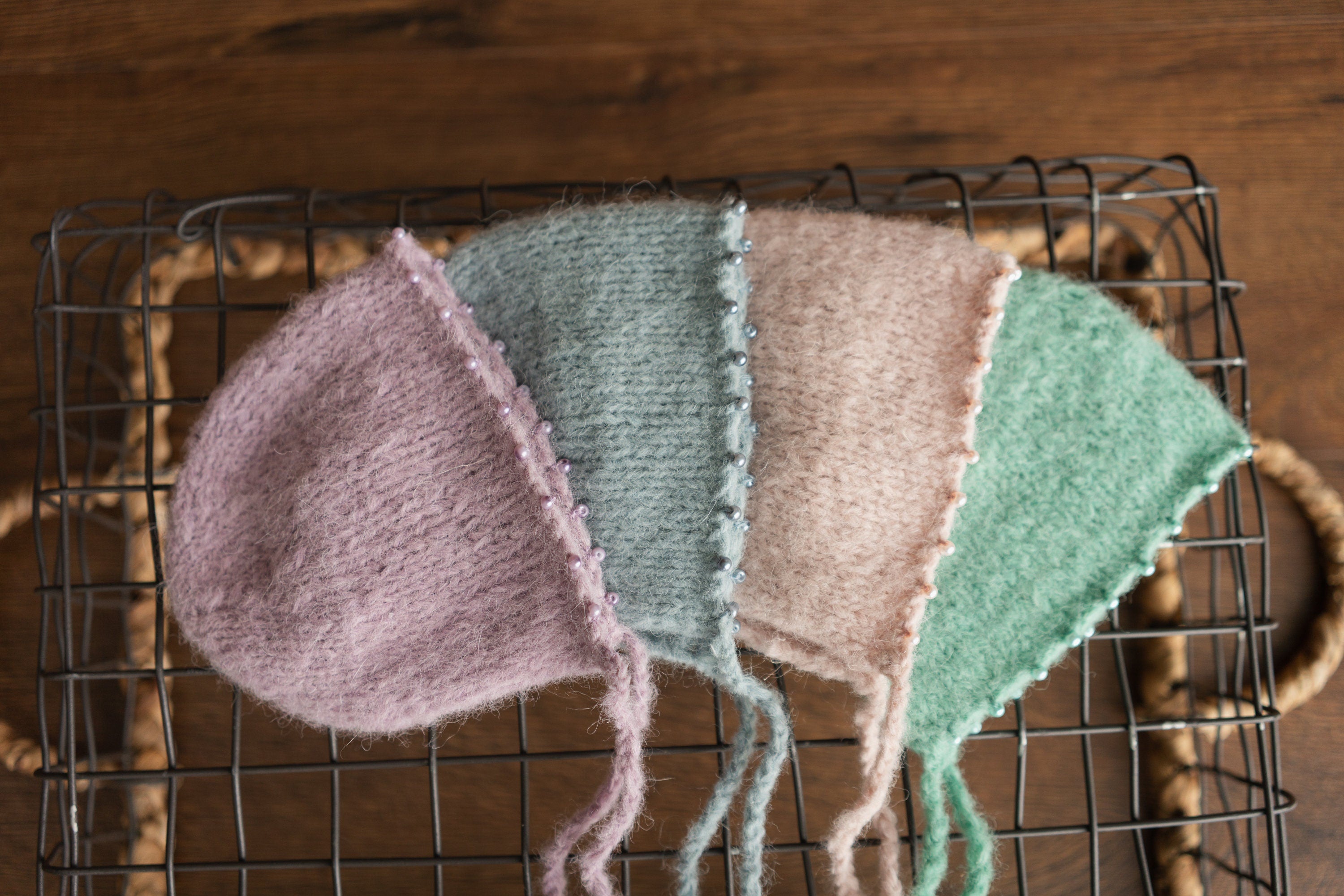 Newborn Knitted Bonnet with Pearl, Newborn Girl Bonnet, Newborn props set, Newborn Photography Props, Newborn girl coming home outfit