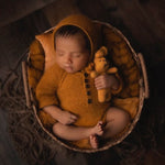 Mustard Newborn Photography Props Set,Newborn Merino Wool Blanket,Newborn Knitted Wrap and Bonnet set,Newborn Posing Pillow,Newborn Outfit