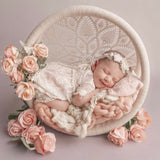 Newborn Dream Catcher Photography Props, Newborn Photography Prop Boho, Newborn Basket Prop, Baby Ring Basket Photo Prop, Macrame Photo Prop