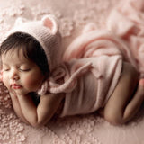 Newborn Teddy Bear Hat and Knitted Wrap Set, Newborn Knitted Outfit,Newborn Photography Props,Newborn Knitted Wrap,Newborn Bear Hat Prop