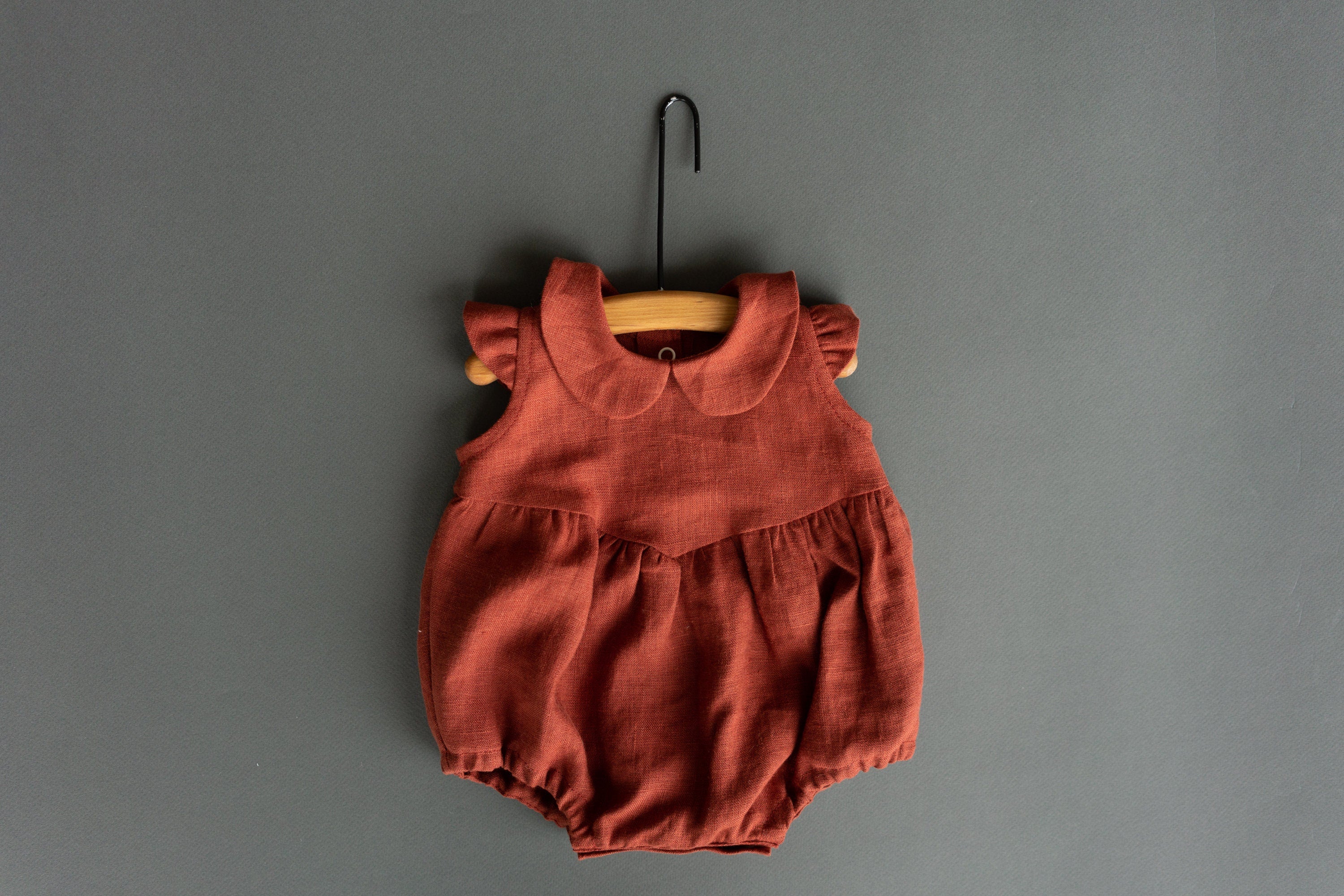 Baby Girl Linen Romper, Baby Linen Outfit for Girl, Girl Linen Boho Dress, Newborn Girl Coming Home outfit, Newborn Photography Outfit Girl