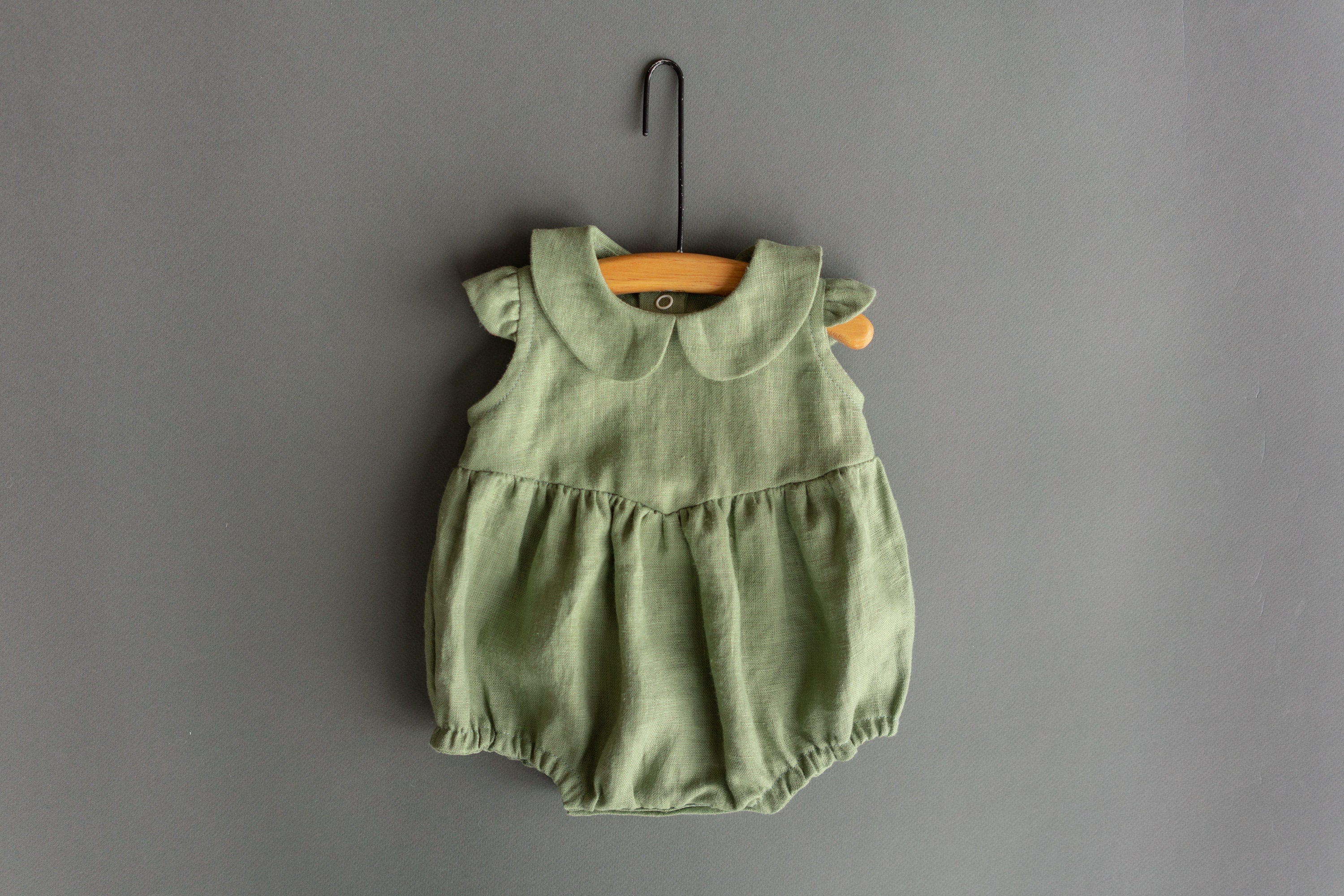 Baby Girl Linen Romper, Baby Linen Outfit for Girl, Girl Linen Boho Dress, Newborn Girl Coming Home outfit, Newborn Photography Outfit Girl