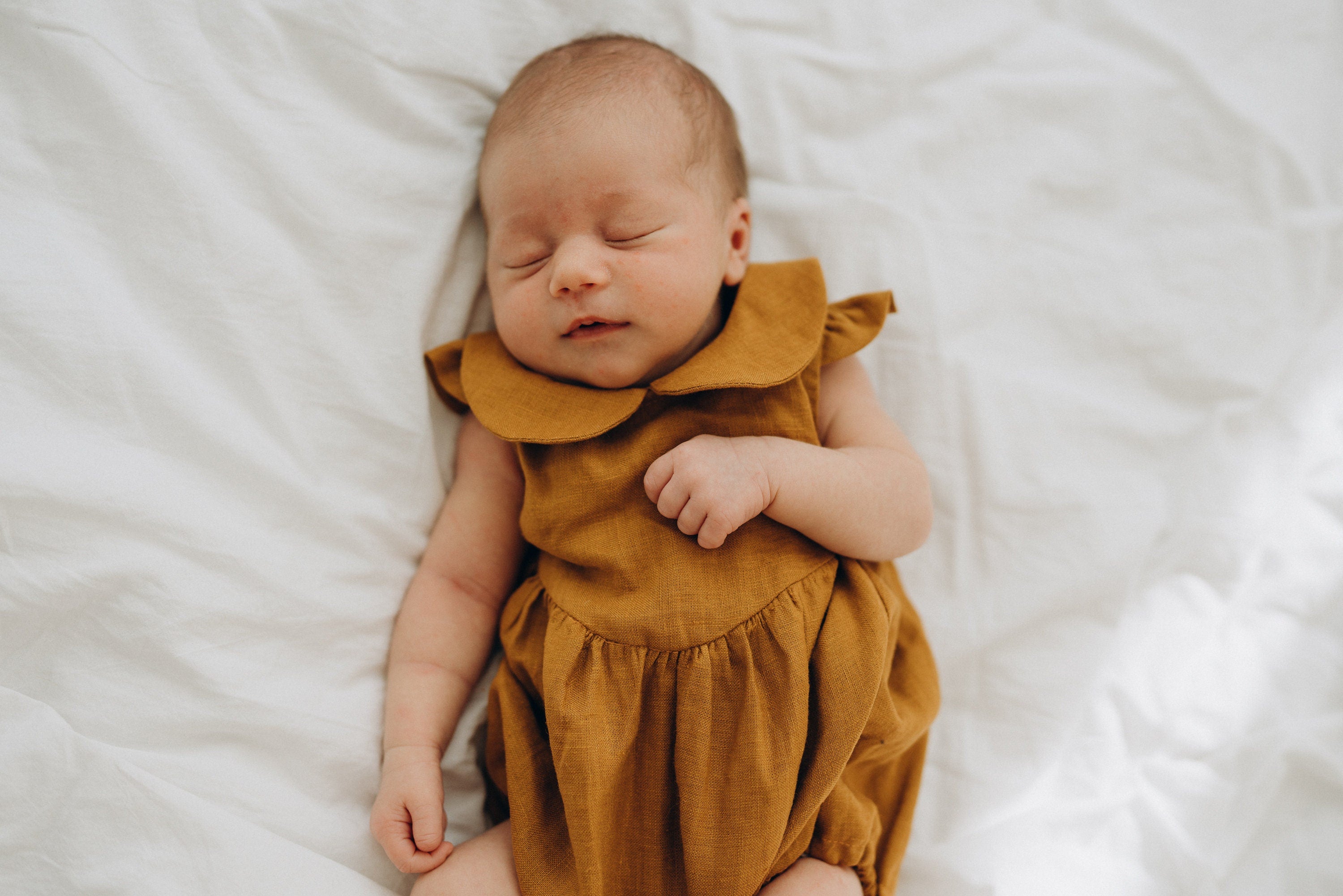 Baby Girl Linen Romper, Baby Linen Outfit for Girl, Girl Linen Boho Dress, Newborn Girl Coming Home outfit, Newborn Photography Outfit Girl