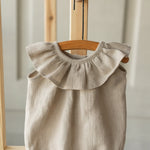 Baby Girl Linen Romper with Newborn Posing Pillow, Linen Baby Romper, Newborn Girl Coming Home outfit, Newborn Photography Outfit Girl