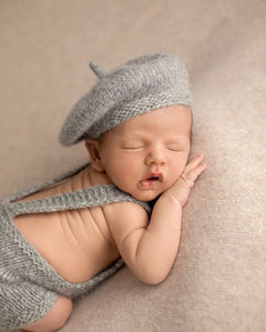 Newborn Beret Hat, Newborn French Hat, Newborn Knitted Outfit, Baby Beret with Baby Scarf, Newborn Outfit Girl, Unisex Baby Clothing Knitted