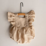 Baby Girl Linen Romper, Baby Linen Outfit for Girl, Girl Linen Boho Dress, Newborn Girl Coming Home outfit, Newborn Photography Outfit Girl