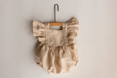 Baby Girl Linen Romper, Baby Linen Outfit for Girl, Girl Linen Boho Dress, Newborn Girl Coming Home outfit, Newborn Photography Outfit Girl