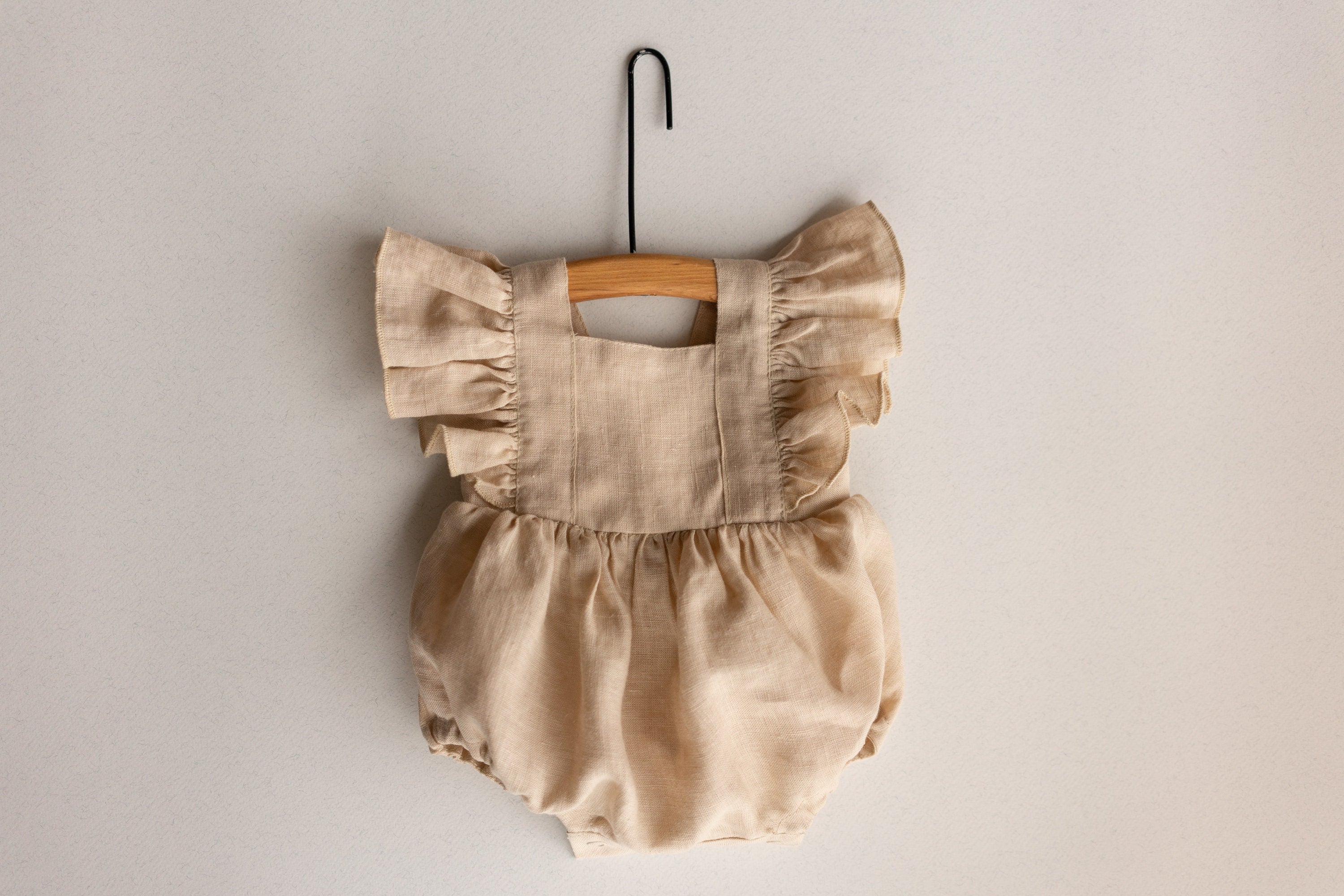 Baby Girl Linen Romper, Baby Linen Outfit for Girl, Girl Linen Boho Dress, Newborn Girl Coming Home outfit, Newborn Photography Outfit Girl