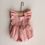 Baby Girl Linen Romper, Baby Linen Outfit for Girl, Girl Linen Boho Dress, Newborn Girl Coming Home outfit, Newborn Photography Outfit Girl