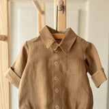 Baby Boy Linen Shirt, Baby Linen Outfit for Boy, Linen Unisex Baby Clothing, Newborn Boy Coming Home outfit, Newborn Photography Outfit Boy