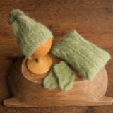 Newborn Cable Knitted Hat with Pom Pom, Newborn Coming Home Outfit, Newborn Posing Pillow,Newborn Knitted Outfit,Newborn Photography Props