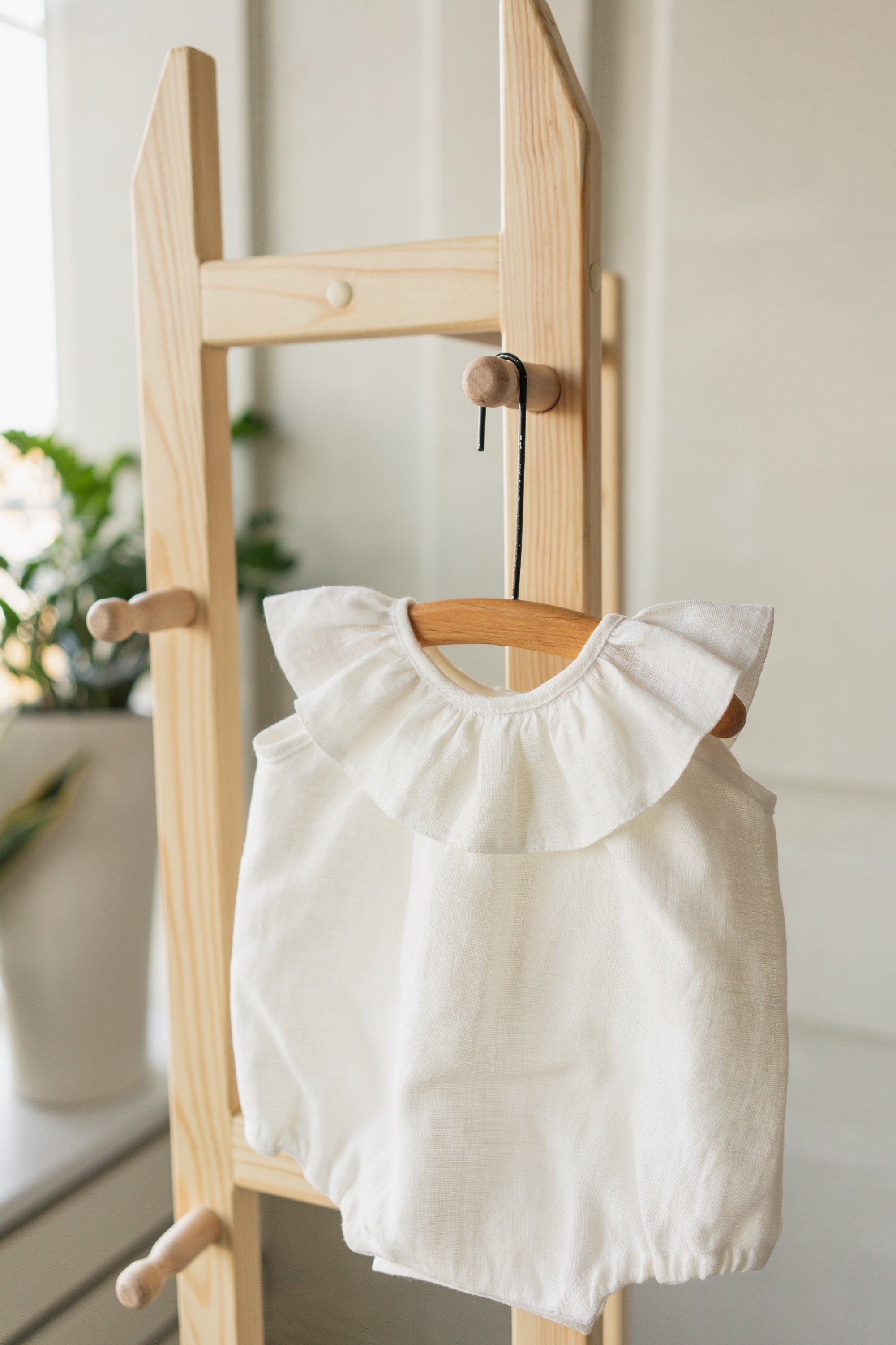 Baby Girl Linen Romper, Baby Linen Outfit for Girl, Girl Linen Boho Dress, Newborn Girl Coming Home outfit, Newborn Photography Outfit Girl
