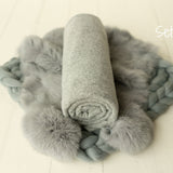 Gray Newborn Photography Props Set, Newborn Posing Fabric,Newborn Bean Bag Fabric Backdrop,Newborn Merino Wool Blanket,Newborn Pillow Prop