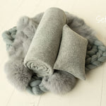 Gray Newborn Photography Props Set, Newborn Posing Fabric,Newborn Bean Bag Fabric Backdrop,Newborn Merino Wool Blanket,Newborn Pillow Prop