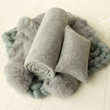 Gray Newborn Photography Props Set, Newborn Posing Fabric,Newborn Bean Bag Fabric Backdrop,Newborn Merino Wool Blanket,Newborn Pillow Prop
