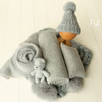 Gray Newborn Photography Props Set, Newborn Posing Fabric,Newborn Bean Bag Fabric Backdrop,Newborn Merino Wool Blanket,Newborn Pillow Prop