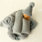 Gray Newborn Photography Props Set, Newborn Posing Fabric,Newborn Bean Bag Fabric Backdrop,Newborn Merino Wool Blanket,Newborn Pillow Prop