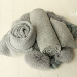 Gray Newborn Photography Props Set, Newborn Posing Fabric,Newborn Bean Bag Fabric Backdrop,Newborn Merino Wool Blanket,Newborn Pillow Prop