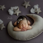 Removable Newborn Velvet Moon Pillow with Stars,Suede Crescent Moon Pillow Props for Newborn Photography,Newborn Photography Moon Props Set