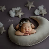 Removable Newborn Velvet Moon Pillow with Stars,Suede Crescent Moon Pillow Props for Newborn Photography,Newborn Photography Moon Props Set