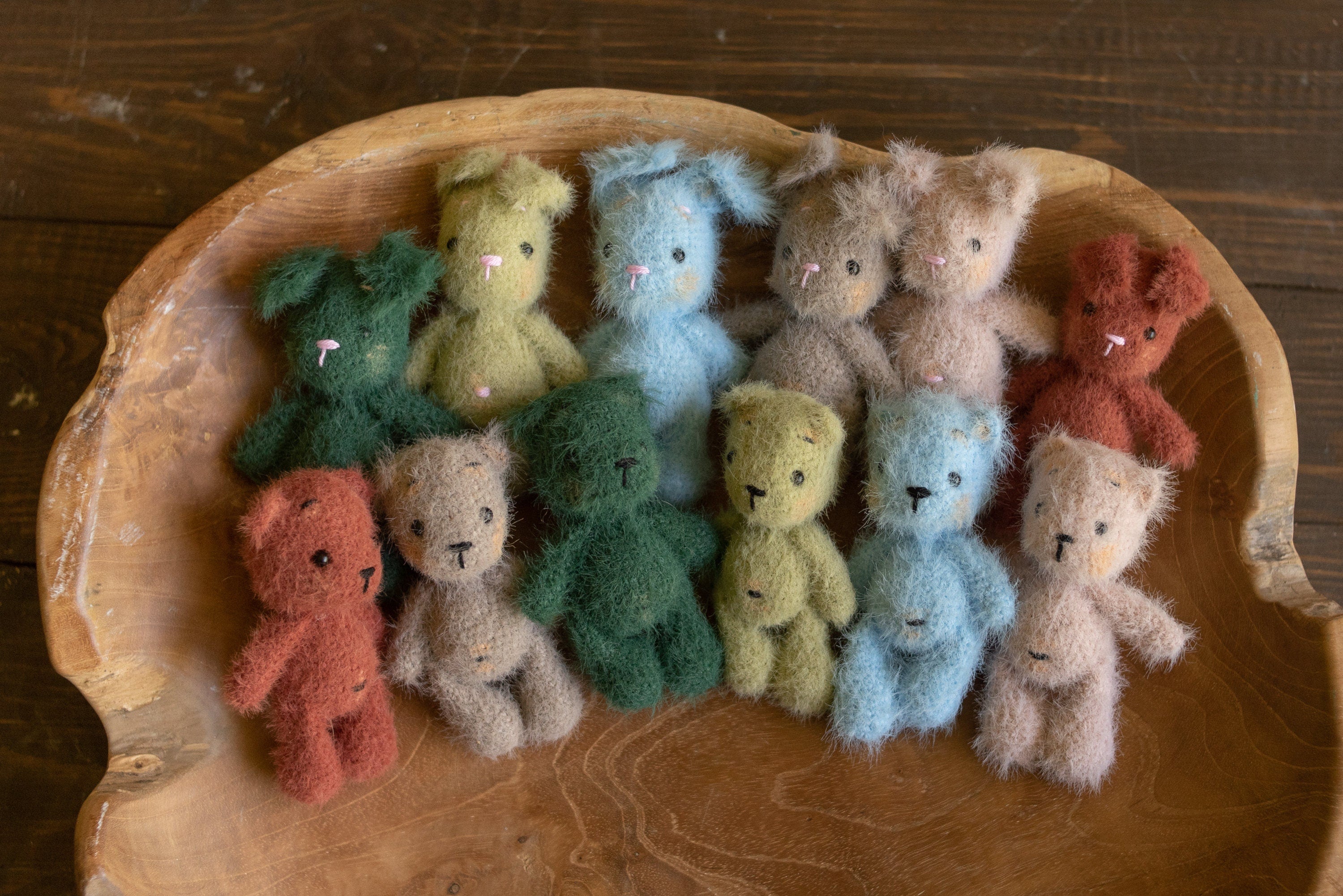 Newborn Knitted Teddy Bear and Bunny Photography Props, Baby Bear Crochet Toy, Newborn Photography Prop, Newborn Knitted Toy Bunny and Bear