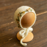 Newborn knitted bonnet, wrap, and blanket set – soft airy yarn for photography