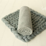 Gray Newborn Photography Props Set, Newborn Posing Fabric,Newborn Bean Bag Fabric Backdrop,Newborn Merino Wool Blanket,Newborn Pillow Prop