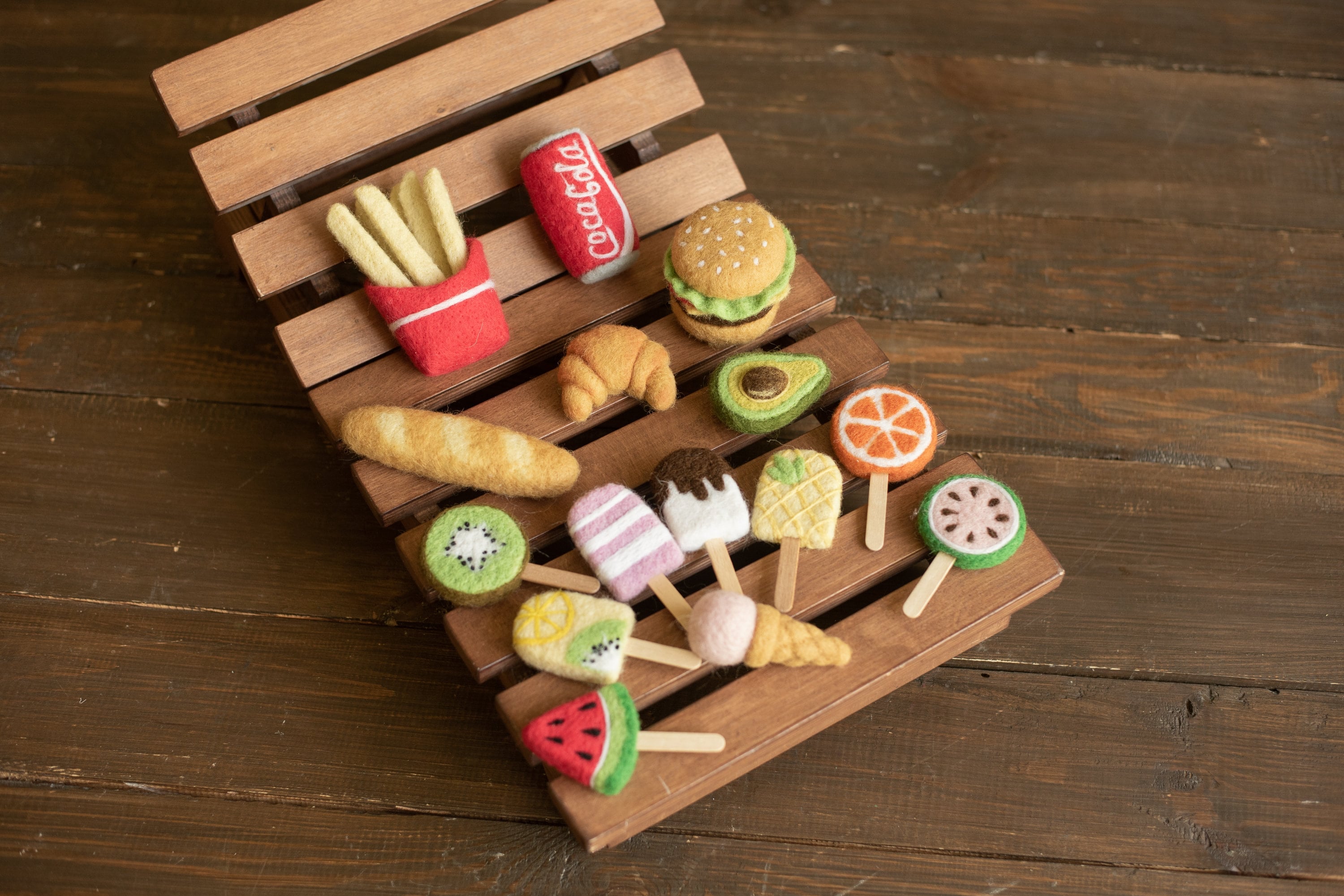 Newborn Felted Food Toys, Newborn Photography Felt Toy, Newborn Felted Toys, Newborn Photography Props, Felted Miniature Food Play Toys Baby