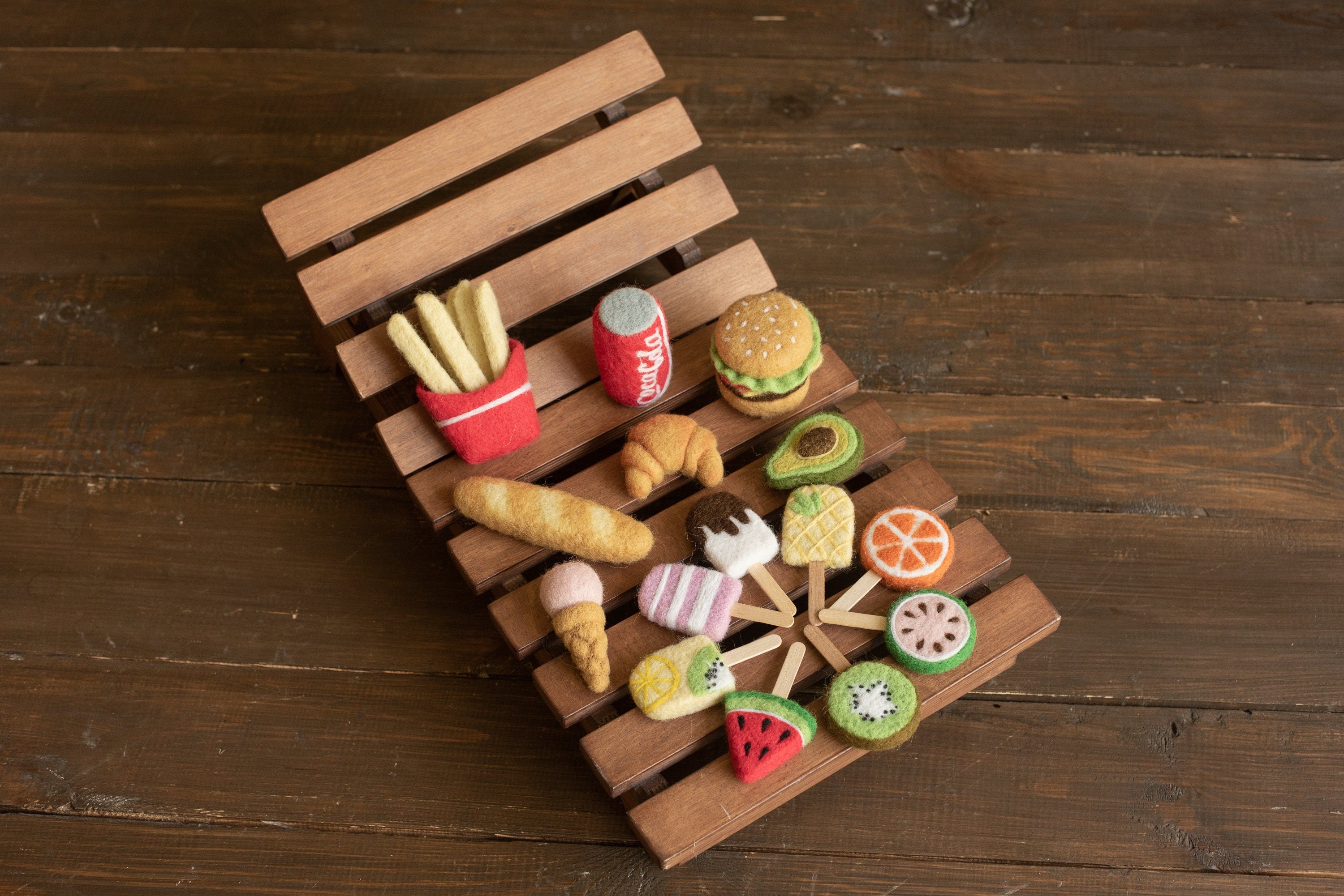 Newborn Felted Food Toys, Newborn Photography Felt Toy, Newborn Felted Toys, Newborn Photography Props, Felted Miniature Food Play Toys Baby