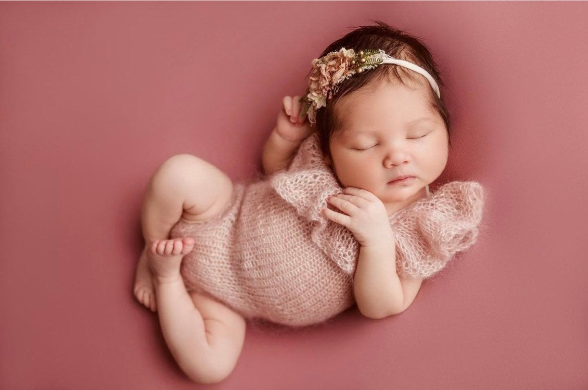 Newborn Frill Romper, Newborn Knitted Romper Girl, Newborn Knitted Outfit Girl, Newborn Photography props, Newborn Girl Coming Home Outfit