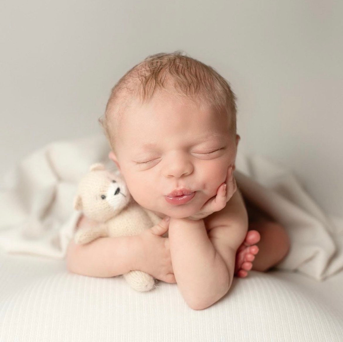 Newborn Knitted Bear Photography Props, Newborn Knit Rabbit Toy, Baby Bear Crochet Toy,Newborn Photography Prop, Knit Newborn Teddy Bear Toy