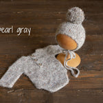 Newborn Romper Outfit with Pom Pom Hat, Newborn Boy Coming Home Outfit, Newborn Girl Romper,Newborn Knitted Outfit,Newborn Photography props